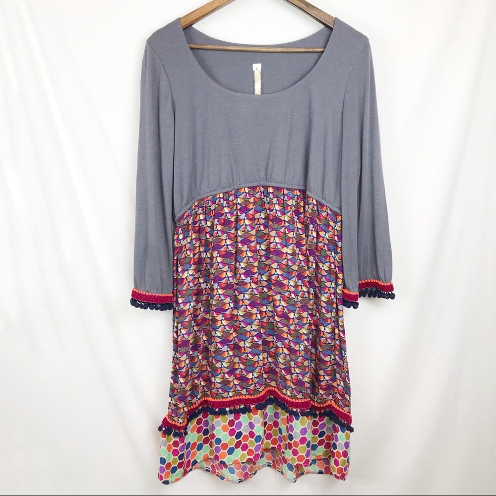 Uncle Frank Bird And Pom Pom Multicolored Dress